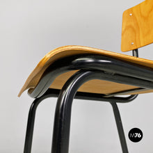 将图片加载到图库查看器，Beech and black metal school chair, 1960s
