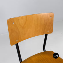 将图片加载到图库查看器，Beech and black metal school chair, 1960s
