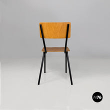 将图片加载到图库查看器，Beech and black metal school chair, 1960s
