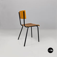 将图片加载到图库查看器，Beech and black metal school chair, 1960s
