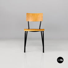 将图片加载到图库查看器，Beech and black metal school chair, 1960s
