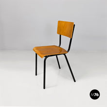 将图片加载到图库查看器，Beech and black metal school chair, 1960s
