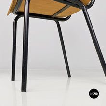 将图片加载到图库查看器，Beech wood and black metal school chairs, 1960s
