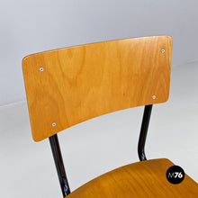 将图片加载到图库查看器，Beech wood and black metal school chairs, 1960s
