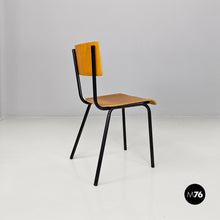 将图片加载到图库查看器，Beech wood and black metal school chairs, 1960s
