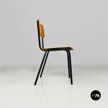 将图片加载到图库查看器，Beech wood and black metal school chairs, 1960s
