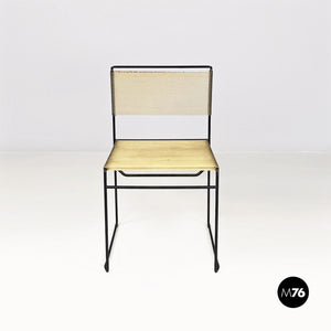 Black metal and transparent plastic Spaghetti style chair, 1980s