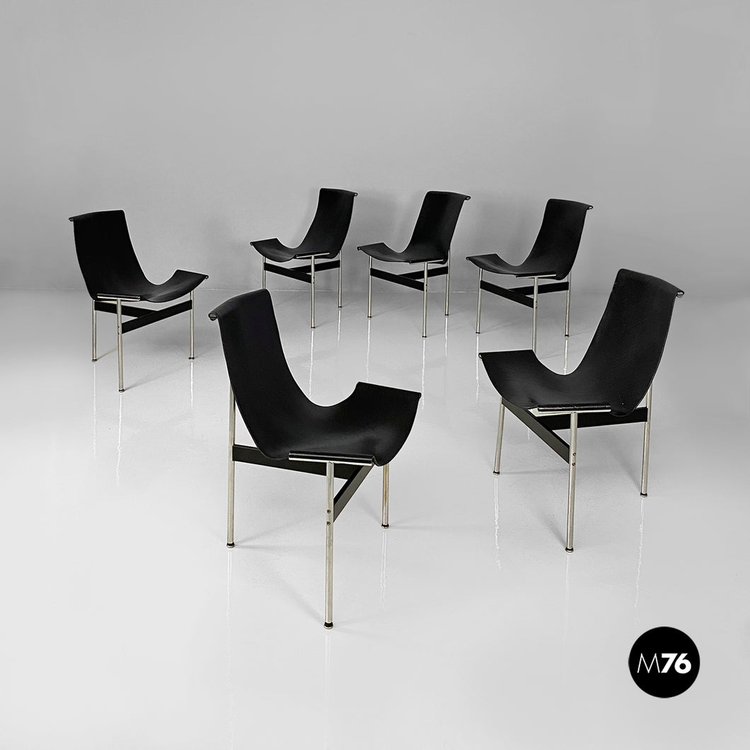 Metal and leather T or 3LC chairs by Katavolos, Douglas and Kelley for ICF, 1960s