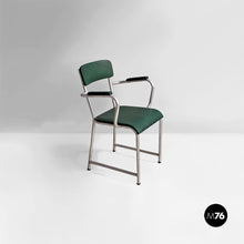 画像をギャラリービューアに読み込む, Metal and faux leather chairs by Maltoni Carlo Arredi Metallici, 1930s
