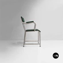 画像をギャラリービューアに読み込む, Metal and faux leather chairs by Maltoni Carlo Arredi Metallici, 1930s

