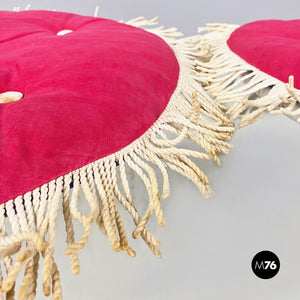 White iron garden chairs with magenta red pillow, 1960s