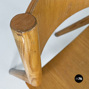 Solid oak wood chairs, 1960s