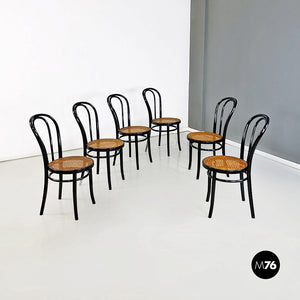 Beech and Vienna straw N.18 chairs by Michael Thonet for Herbatschek, 1960s