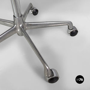 Dark grey leather office chairs EA108 by Charles and Ray Eames for ICF, 1970s