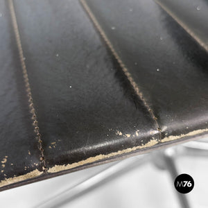 Dark grey leather office chairs EA108 by Charles and Ray Eames for ICF, 1970s