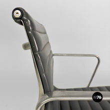 Carica l&#39;immagine nel visualizzatore di Gallery, Dark grey leather office chairs EA108 by Charles and Ray Eames for ICF, 1970s
