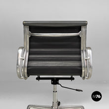 Carica l&#39;immagine nel visualizzatore di Gallery, Dark grey leather office chairs EA108 by Charles and Ray Eames for ICF, 1970s
