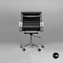 Carica l&#39;immagine nel visualizzatore di Gallery, Dark grey leather office chairs EA108 by Charles and Ray Eames for ICF, 1970s
