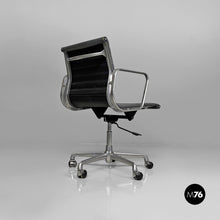 Carica l&#39;immagine nel visualizzatore di Gallery, Dark grey leather office chairs EA108 by Charles and Ray Eames for ICF, 1970s
