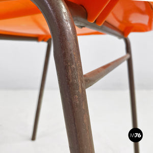 Stackable orange plastic chairs, 1960s