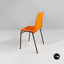 将图片加载到图库查看器，Stackable orange plastic chairs, 1960s
