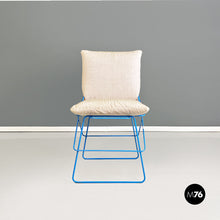 Load image into Gallery viewer, Light blue metal and beige fabric Sof Sof chairs by Enzo Mari for Driade, 1980s
