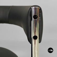 Carica l&#39;immagine nel visualizzatore di Gallery, Tub chairs with chromed metal and black leatherette, 1970s
