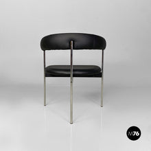 Carica l&#39;immagine nel visualizzatore di Gallery, Tub chairs with chromed metal and black leatherette, 1970s
