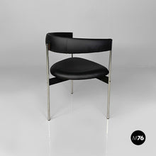 Carica l&#39;immagine nel visualizzatore di Gallery, Tub chairs with chromed metal and black leatherette, 1970s
