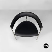 Carica l&#39;immagine nel visualizzatore di Gallery, Tub chairs with chromed metal and black leatherette, 1970s

