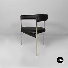 Carica l&#39;immagine nel visualizzatore di Gallery, Tub chairs with chromed metal and black leatherette, 1970s
