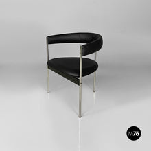 Carica l&#39;immagine nel visualizzatore di Gallery, Tub chairs with chromed metal and black leatherette, 1970s
