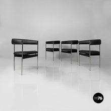 Carica l&#39;immagine nel visualizzatore di Gallery, Tub chairs with chromed metal and black leatherette, 1970s
