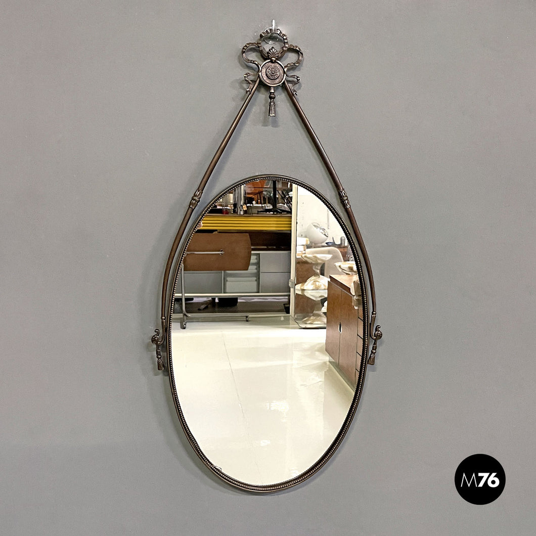 Brass wall mirror with ribbon, 1950s