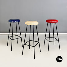 Load image into Gallery viewer, Metal high stools with colored seat, 1960s
