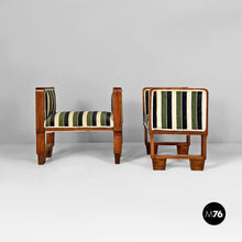 Carica l'immagine nel visualizzatore di Gallery, Benches in fabric and wood, 1930s
