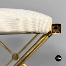 Carica l'immagine nel visualizzatore di Gallery, Stools in golden metal and white fabric, 1980s
