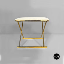 Carica l'immagine nel visualizzatore di Gallery, Stools in golden metal and white fabric, 1980s
