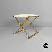 Carica l'immagine nel visualizzatore di Gallery, Stools in golden metal and white fabric, 1980s
