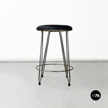 Load image into Gallery viewer, Steel and black sky round stool, 1970s
