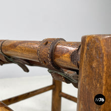 Load image into Gallery viewer, Brown leather and wood stool, 1950s
