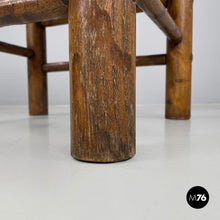 Load image into Gallery viewer, Brown leather and wood stool, 1950s
