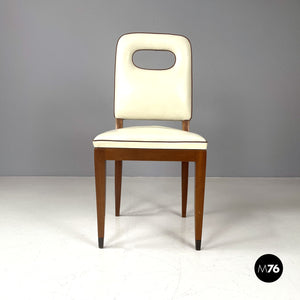 White leather and wood chair by Giovanni Gariboldi, 1940s