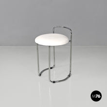 Load image into Gallery viewer, Metal stool with white faux leather, 1980s
