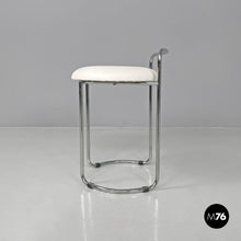 Load image into Gallery viewer, Metal stool with white faux leather, 1980s
