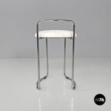 Load image into Gallery viewer, Metal stool with white faux leather, 1980s
