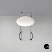 Load image into Gallery viewer, Metal stool with white faux leather, 1980s
