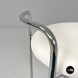 Metal stool with white faux leather, 1980s