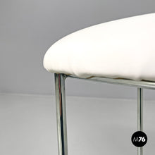 Load image into Gallery viewer, Metal stool with white faux leather, 1980s
