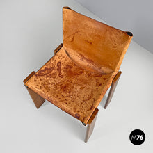 Load image into Gallery viewer, Wood and brown chair Monk by Afra and Tobia Scarpa for Molteni, 1960s
